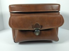 Vintage Hard Brown Leather Camera Case Shoulder Bag Made In USA 202