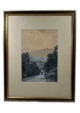 LANGDON SMITH ANTIQUE ILLUSTRATION CALIFORNIA LANDSCAPE COWBOY VINTAGE PAINTING