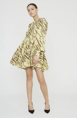 ROTATE Yellow Brown Tiger Striped Alison Dress Size 6  US Medium New With Tags
