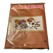 Vintage Sunset Stitchery ALL STAR Sports Crewel Kit 10" x 20" Dan Trotter NEW