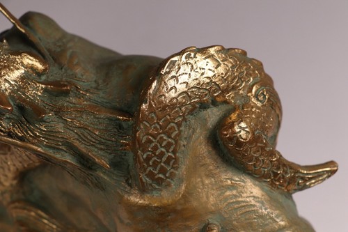 Vintage Japanese Bronze Dragon Statue 6.5inch Art Sculpture By Naoki Tominaga - Picture 16 of 23