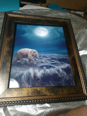 Elephant Moon Stroll GLOSSY Print 8.5x11'' UNFRAMED ships out fast