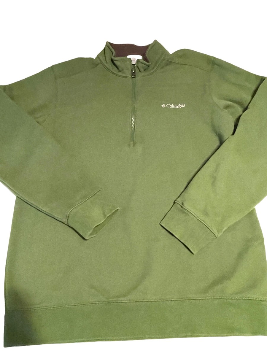 Columbia Men's Green 1/4 Zip Fleece Long Sleeve Pullover Sweater
