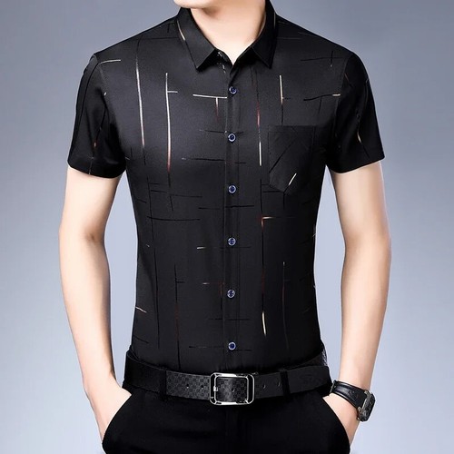 Camicia uomo manica corta business casual senza ferro e rughe nuova top - Foto 5 di 29