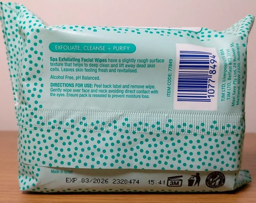 4x25 SPA Exfoliating Facial Wipes 3in1 Exfoliate Cleanse and Purify Radiant Skin - Picture 3 of 4