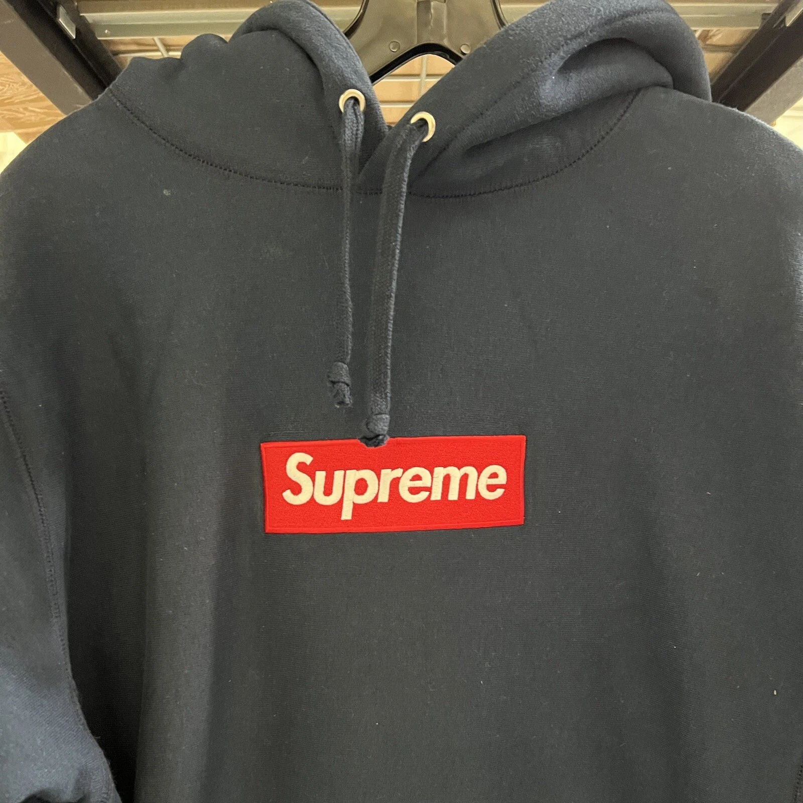Sweat à capuche logo Supreme Box rouge marine taille grand L FW16 2016 SWEAT À CAPUCHE