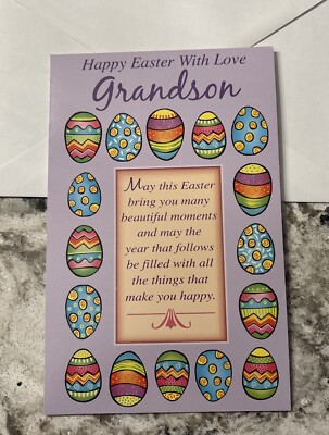 Happy Easter Grandson With Love Colorful Eggs 5'x7.75'' Stockwell Greeting Card
