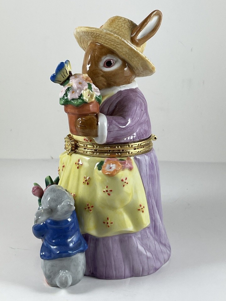 CWC Bunny Rabbit Spring Easter Gardening Hinged Trinket Box | eBay