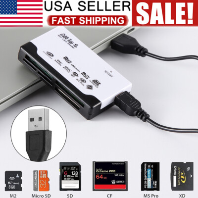 USB 2.0 6IN1 Memory Cards Reader Hub Adapter for CF/TF/SD/Micro SD/XD/M2/MS Card