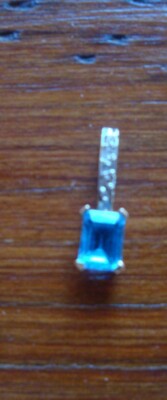  14K Gelbgold Eisblautopas und Diamant Anhänger ohne Kette