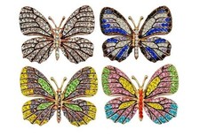 4Pcs Set Empress Monarch Winged Butterfly Crystal Rhinestones Brooch Pin