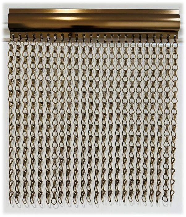 Wide BRONZE Double Hook Chain Fly Screen Door Curtain 150x210cm Matching Header