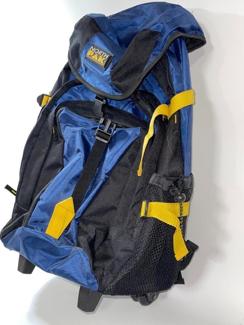 NorthPak Durable Outdoor Travel Blue Multipocket Rolling Backpack