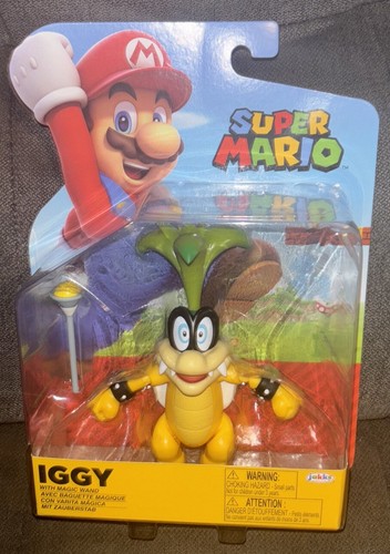 Super Mario 🙂 Iggy mit Zauberstab 4"" artikulierte Actionfigur Jakks Pacific NEU