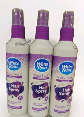 Lot of 3 White Rain Hair Spray Non-Aerosol Maximum Hold Scented 7 oz Each NEW