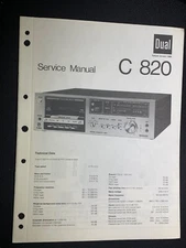 Dual C 820 Cassette Deck Service Manual Thorens