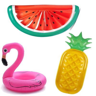 Aufblasbare PVC Poolschwimmer liegen niedrige Liegen Liegen Gummiring Flamingo Urlaub Party