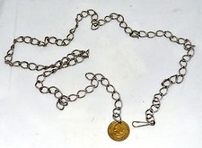 Vtg 60s Boho Silver Tone Chain w President Washington Faux Coin Necklace Belt
