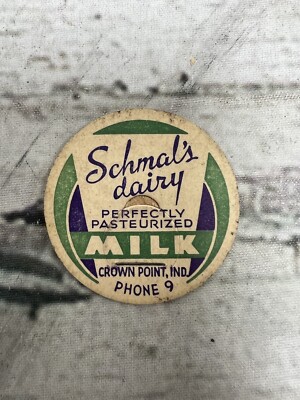 VTG Schmal's Dairy Perfectly Pasteurized Milk Crown Point IND Milk Bottle Cap