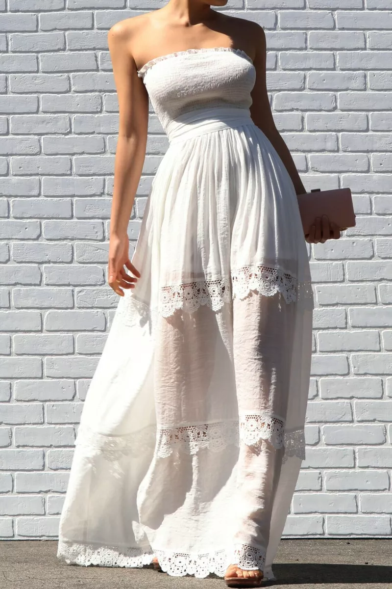 Strapless boho maxi clearance dress
