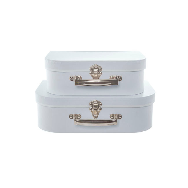 Set of Suitcase Gift Boxes Hamper Pale Blue Keepsake Storage