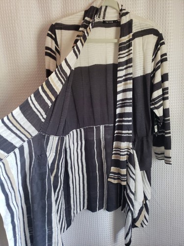 Nic Zoe Sweater Boho Cardigan Open Front Layered Hi Lo 1X Linen Blend NWT - Picture 5 of 8