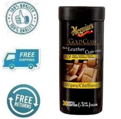 New Premium Meguiar's Gold Class Rich Leather Cleaner & Conditioner 30 Wipes