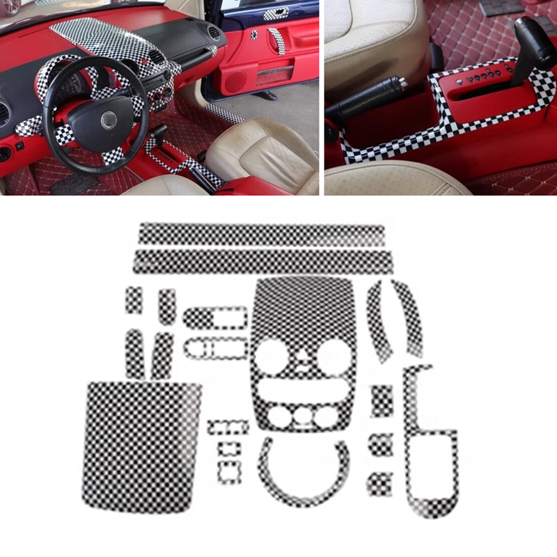 For VW Beetle 2003-2010Interior Decoration Trim Cover Accessories Full Set Black