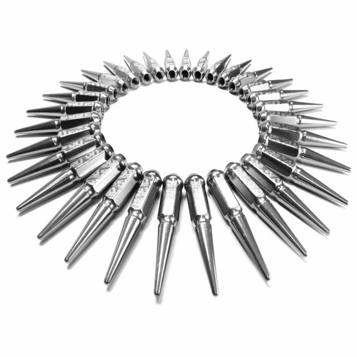 Spike Lug Nuts 14x2.0 Coarse Thread fit F250 F350 Super Duty PowerStroke Chrome - Picture 4 of 11