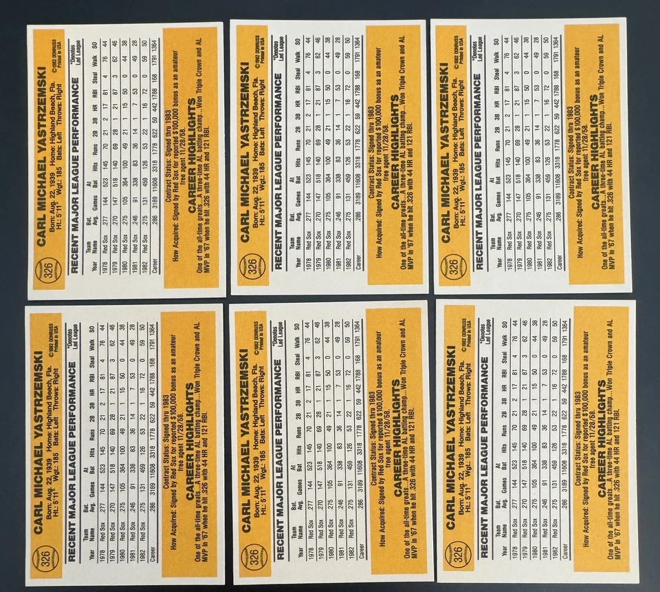 Lote de béisbol 1983 Carl Yastrzemski HOF Foto 2 de 2