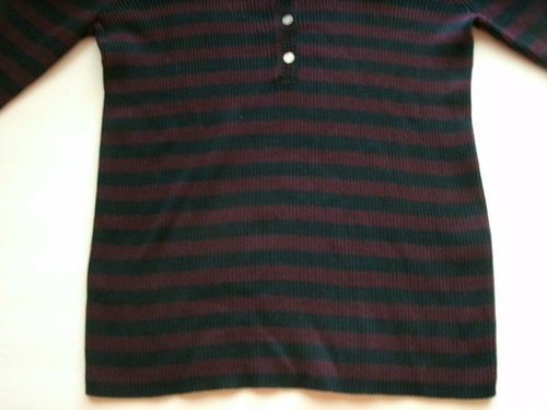 Maglione donna Chaps blu navy bordeaux righe Henley taglia large nuovo - Foto 4 di 12