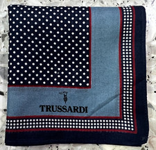 MEN CLASSIC HANDKERCHIEF ART VTG COTTON POCKET SQUARE 18" DARK BLUE POLKA DOTS