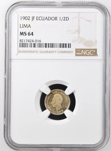 ECUADOR  1/2  DECIMO 1902 JF  KM # 55.1  NGC MS 64.