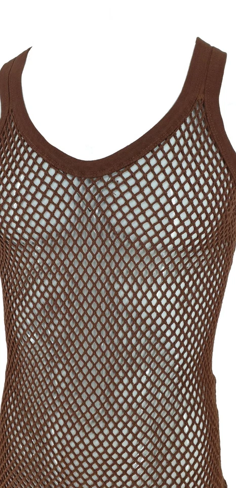 MENS STRING MESH VEST 100% COTTON MESH FISH NET FITTED STRING VEST SIZE-S to XL - Image 3 of 3