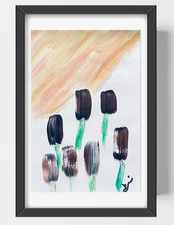 GUAJARDO Original Expressionism Night Fall 9X6 Paper Signed Art