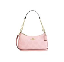 COACH Teri Shoulder Bag In Signature canvas Powder Pink CAL51 NEW Outlet