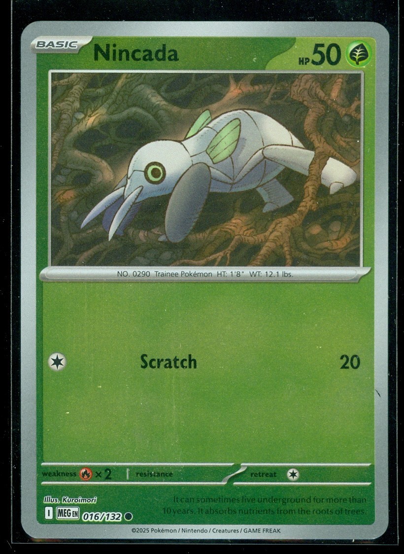 Pokemon NINCADA 016/132 - Mega Evolution - Rev Holo - MINT
