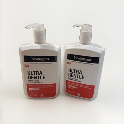 2PK Neutrogena Ultra Gentle Daily Cleanser Pro Vit B5 ~ 16 OZ EA~ Fragrance Free
