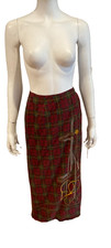 NWT 80s Ralph Lauren Equestrian Style Plaid Wrap Midi Skirt Sz 8 runs small 