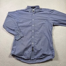 VTG 90s Tommy Hilfiger Gingham Button Down Shirt 15-32 Blue White Tailored Fit