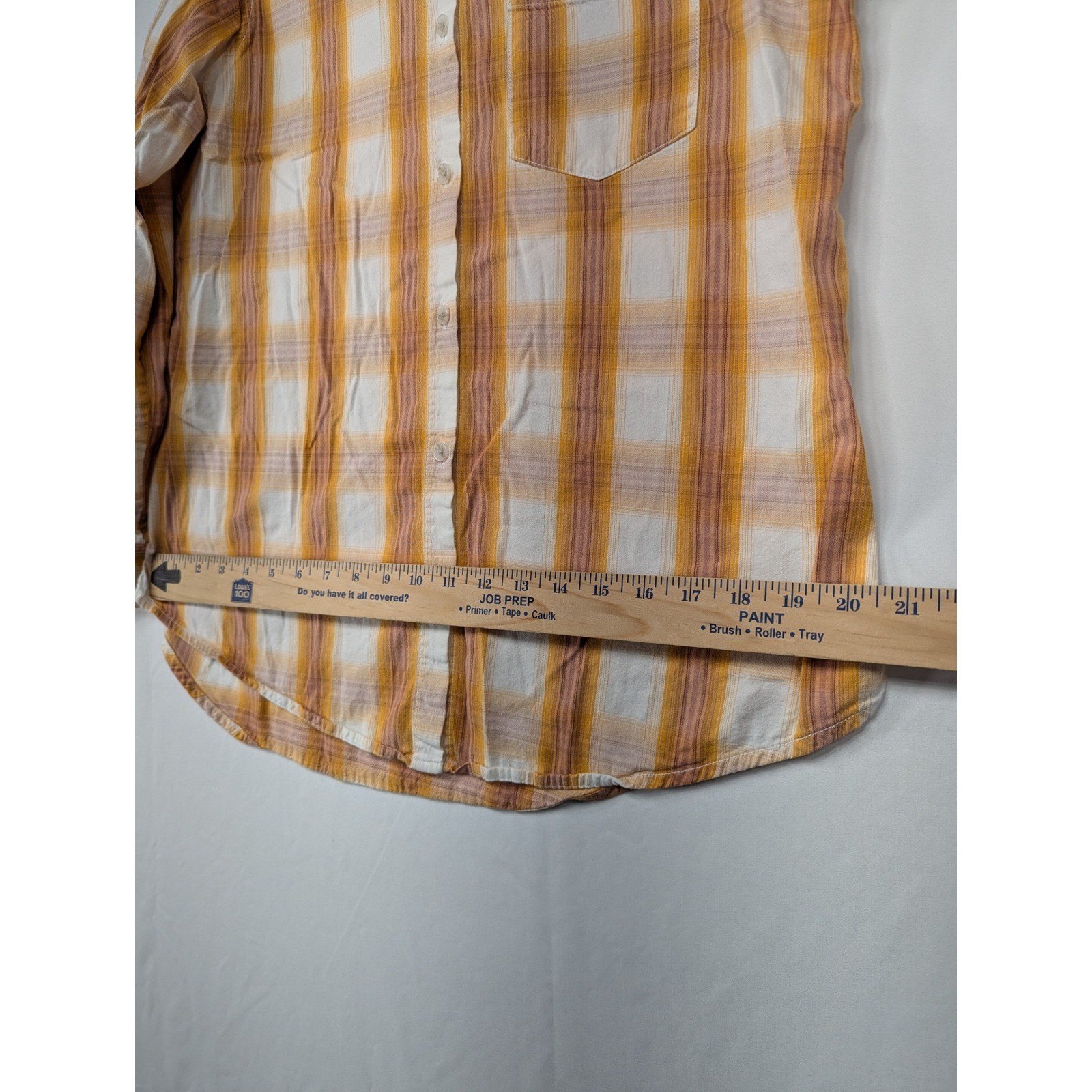 Universal Thread Orange Yellow Plaid Button Down … - image 7