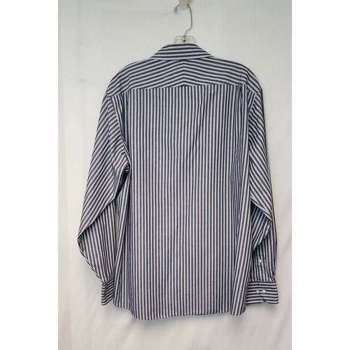 Men's Structure Striped Gray/Blue Shirt Size L long Sleeve - Picture 3 of 7