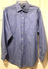 Polo Ralph Lauren Philip Mens Blue Plaid Dress Shirt Size 16 32-33 44" Chest