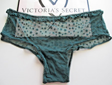 VICTORIA'S SECRET PINK Cheeky Panty M MEDIUM Green VS Ruffle Mesh Velvet Star