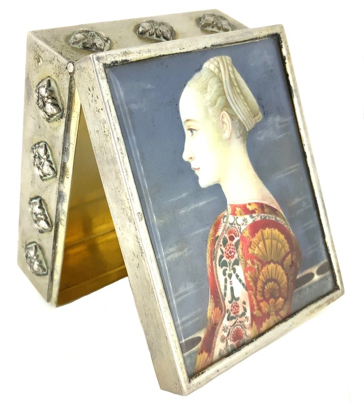 Ludwig Neresheimer & Co Antique German 800 Silver “Profile Portrait” Tobacco Box