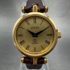 Gucci 2000L Watch Women 22mm Champgne Dial Gold Plated Round New Battery Vintage