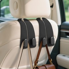 Car Seat Headrest Hooks - 4 Pack Universal Car Purse Hook, Leather Car Bag Pu...
