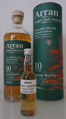 Arran Local Barley 10 Years Single Malt Whisky Sample 40ml Batch 1  4cl