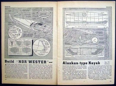 Alaskan style Kayak 1941 HowTo Build PLANS 15'6'' Canvas ''Nor'Wester''