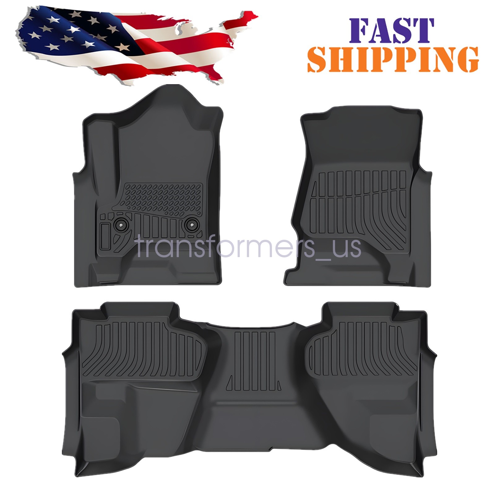 3D TPE All-Weather Floor Mats Liners For 2014-2019 Silverado Sierra Extended Cab
